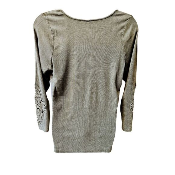 TORRID Plus Size Cotton Modal Green Ribbed Scoop Neck Crochet Long Sleeve Top 3X - Picture 7 of 14